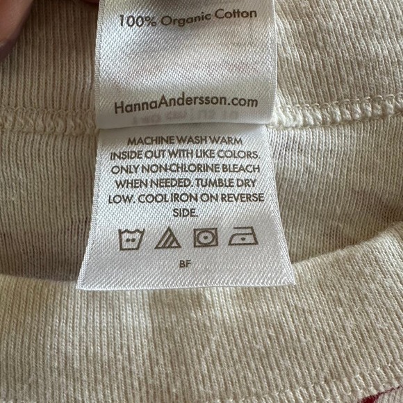 Hanna Andersson pajama long john top cream red reindeer 140 - Picture 4 of 8